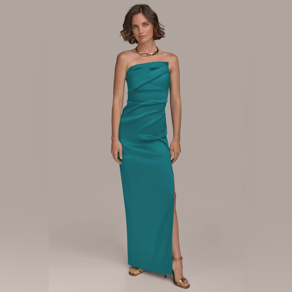 Donna Karan Asymmetrical Teal Dress